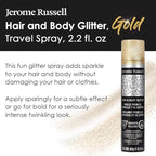 Jerome Russell Temporary Hair and Body Glitter Color Spray, Travel Spray, Lightweight, Adds Sparkly Shimmery Glow, Perfect to use On Hair, Skin, or Clothing, 2.2 oz - Glitter GOLD x 1 Pack