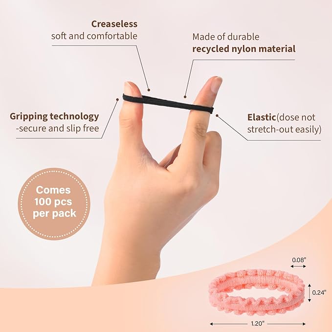 Youxuan Small Elastic Hair Ties, Soft, Stretchy, and Non-Damage Hair Bands, Multi-Color 100 Pcs Strong, Durable Mini Rubber Bands for Toddlers, Girls and Women