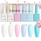 CANNI 6Pcs 9ml Pastel Gel Nail Polish Set- White Pink Light Blue Gel Polish Kit Candy Milky White Colors DIY at Home Salon Christmas New Year's Gifts for Girls