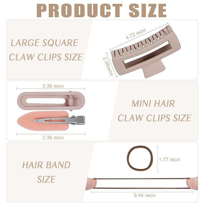 TOCESS 36-Piece Hair Accessories Set: Large Neutral Claw Clips, Hair Ties Damage No & Styling Duck Bill Clips Alligator, Designed for Women and Girls with Thick Hair, Ideal for Ponytails and Braids.