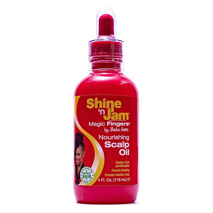 AmPro Shine-n-Jam Magic Fingers Nourishing Scalp Oil - Intensely Moisturizes and Soothes Dry or Sensitive Areas - Formulated with Natural Oils and Nutrients - Promotes Healthy Hair - 4 oz
