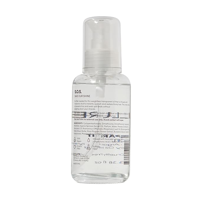 Pallure Transparent Hair Oil Treatment, To Support Thicker, Voluminous, Fuller Looking Hair, Infused with Hyaluronic Acid, Biotin, Avocado and Rosemary Oil (3.4 Fl Oz)