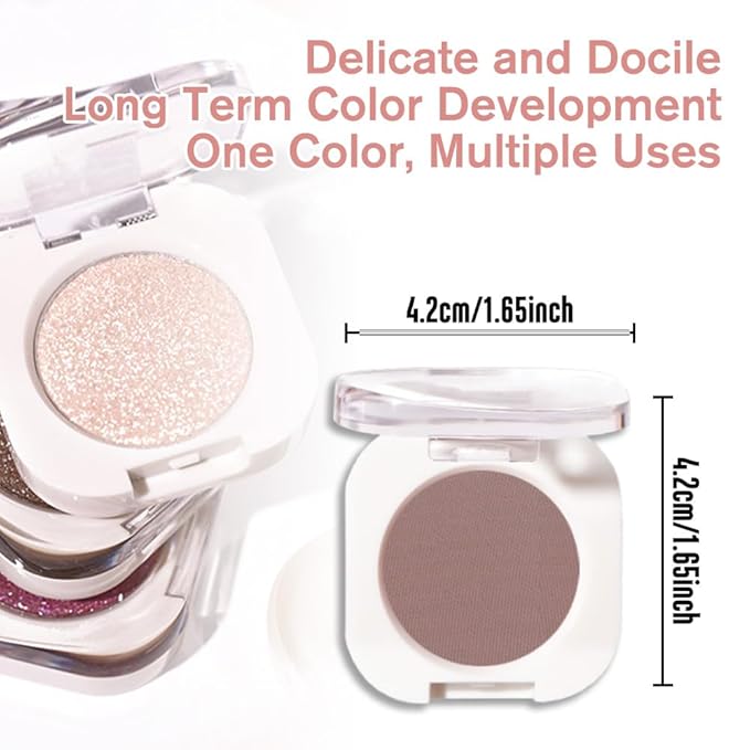 Light Cocoa Matte Single Eyeshadow, Lightweight Blendable Mini Eye Shadow for Older Women, Monochrome Eyeshadow Palette Makeup Pigmented Waterproof, Vegan & Cruelty-Free, 18