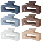 Hair Clip, 3.5 Inch Medium Hair Claw Clips 6 Pack for Women - Brown, Blue, Beige, White, Square, Rectangle, Banana, Jaw Styles