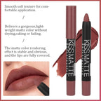 evpct 3Pcs Nude Beige Dark Light Brown Yellow Matte Lipstick and Lip Crayon Lip Liner Stick Pencil duo Makeup Set Long Lasting 24 Hour Waterproof Lip Gloss labiales mate 24 horas originales 08&17&19