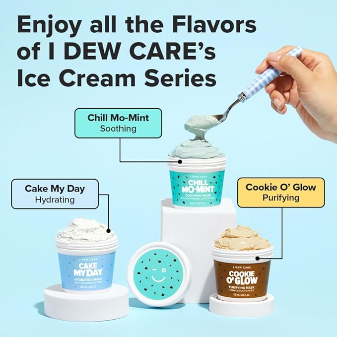 I DEW CARE Wash Off Face Mask - Cookie O' Glow | Hydrating and Purifying for Dry Skin with Cocoa Seed Butter, Korean Facial Mask Skin Care, Stocking Stuffers, Cute Stuff, 3.38 Oz