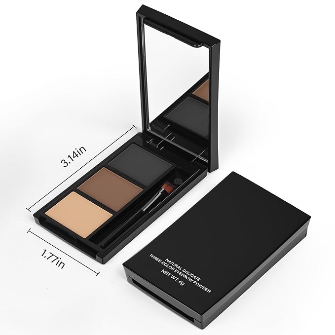 Eyebrow Powder，Eyebrow Kit Makeup Palette，3 Colors Eye Brow Powder With Mirror&Brow Brush for Women，LongLasting，Waterproof，Fill & Sculpt，Defined Natural Brows，Friendly Compact，Grey Brown Beige 03