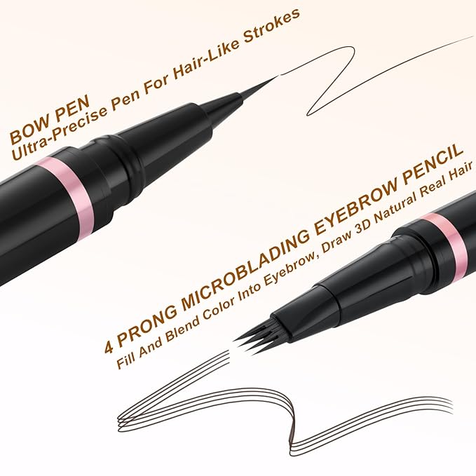 LAVONE Eyebrow Pencil Makeup Kit, with Waterproof 2-IN-1 Microblading Eyebrow Pen, Eyebrow Pomade, Eyeliner and Dual-ended Eyebrow Brush, Brow Pencil Kit for Natural Eyebrows - Chocolate