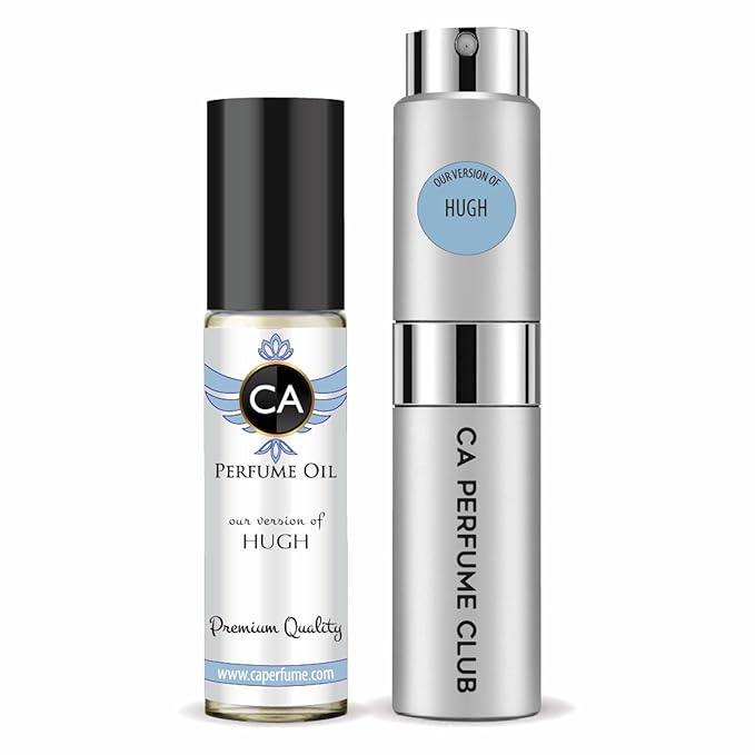 CA Perfume Duo Impression of Hugh For Men Perfume Layering Set Mens Cologne Long Lasting Travel Size EDP + Body Oil Roll-On Bottle 0.27 Fl Oz+0.33 Fl Oz