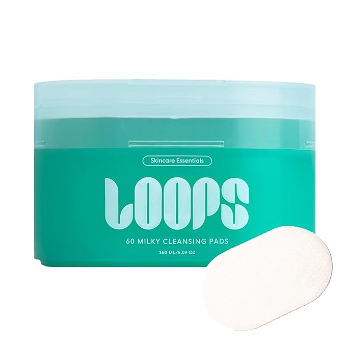 LOOPS Milky Cleanser - Deep Cleansing and Hydrating Skin Care - Pre-soaked Bamboo Pad - Facial Wash with Milky Oil Complex - Oil Cleanser for Face - Face Wash, Facial Cleansing Pads - Gifts for Women