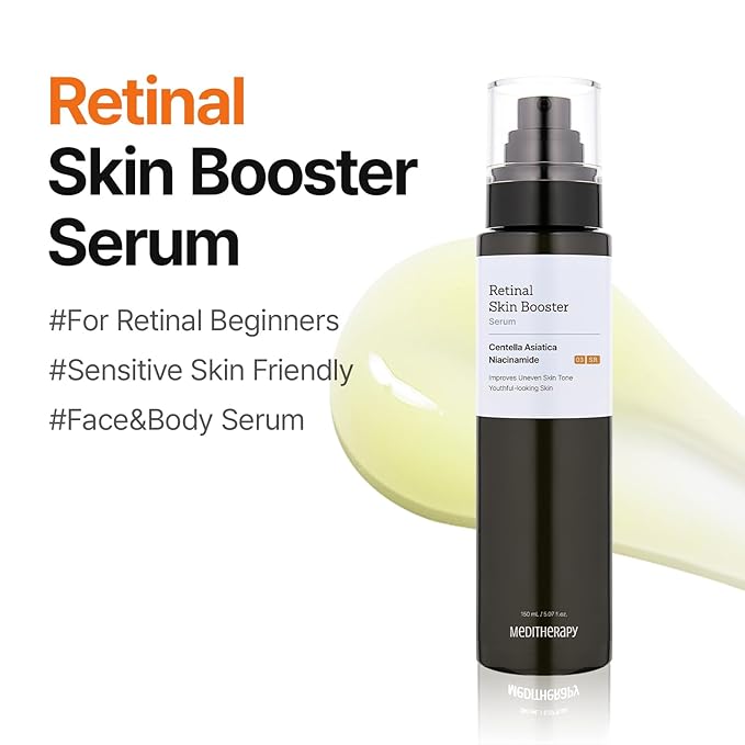 MEDITHERAPY Retinal Skin Booster Serum – Beginner Friendly Non-Irritating Retinaldehyde for Face and Body – Anti-Aging Retinol Pore Minimizer for Blemish Prone Skin– Korean Skin Care, 5.07 Fl.Oz Large