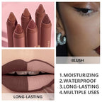 Matte Lipstick Crayon for Women, Dark Brown 24 Hour Lipstick Lip Liner Pencil, Neutral Lip Stick Lipliner Long Lasting Waterproof Smudge Proof, Vegan & Cruelty-Free, 06