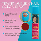 Jerome Russell Auburn Spray-On Hair Color - Intense, Fast-Drying, Non-Sticky, Travel Size Hair Dye for Vivid, Instant Color, 2.2 oz