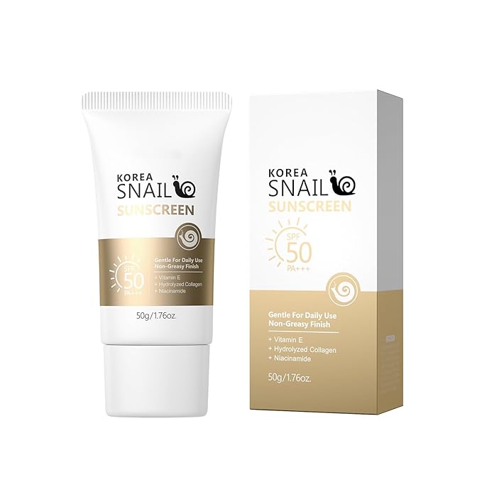 Face Sunscreen SPF 50 with Snail Mucin – Hydrating Daily Lightweight Body Sunscreen, Non-Greasy & Non-White Cast, Sensitive Skin-Friendly 50g