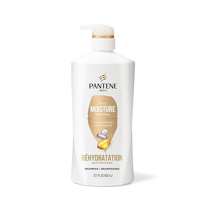 Pantene Shampoo & Conditioner Set, Daily Moisture Renewal - Pro-V Nutrients for Dry, Color-Treated, Straight to Curly Hair, 72-Hour Hydration & Softness, 52.8 Oz Total + Miracle Rescue Shot (0.5 Oz)
