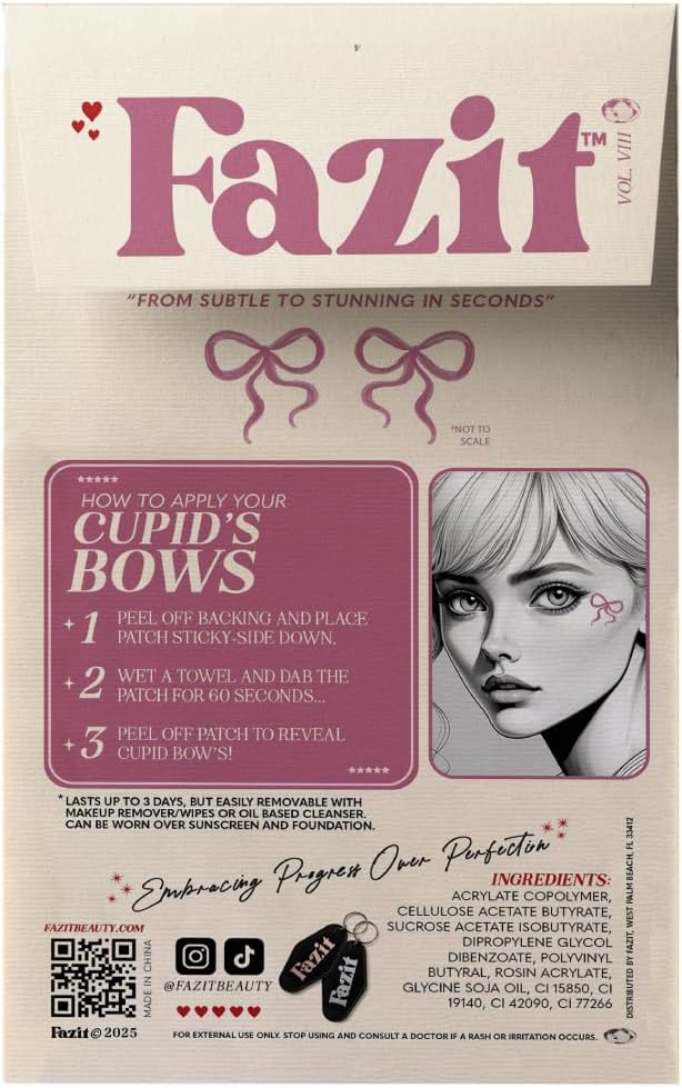 Fazit Makeup Patches - Cupid's Bow Speckles - Glow Up Make-Up Patches - Cute Glitter Makeup Accessories for Women - Cosmetic Glitter for Face