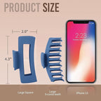 Blue Hair Clips for Women - 8 Pack 4.3 Inch Large Hair Claw Clips for Women Thin Thick Curly Hair, Big Matte Banana Clips,Strong Hold jaw clips