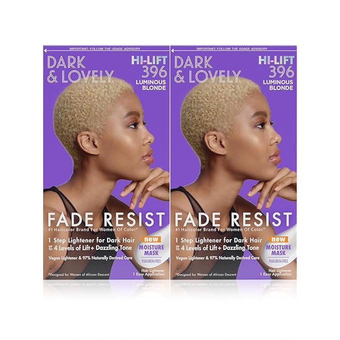 SoftSheen-Carson Dark and Lovely Fade Resist Rich Conditioning Hair Color,Permanent Hair Color,Up To 100 percent Gray Coverage,Brilliant Shine with Argan Oil and Vitamin E,Luminous Blonde,2 Count