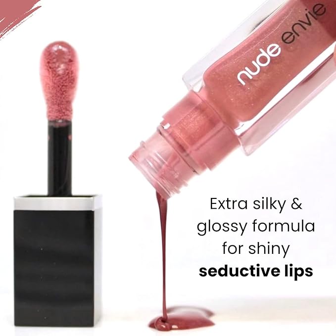 nude envie - Lip Gloss - High-Shine Finish - Moisturizing & Easy Application - Luxury Hydration - Non-Sticky Formula - With Vitamin E & Jojoba Oil - Vegan, Paraben-Free & Cruelty-Free - Fearless