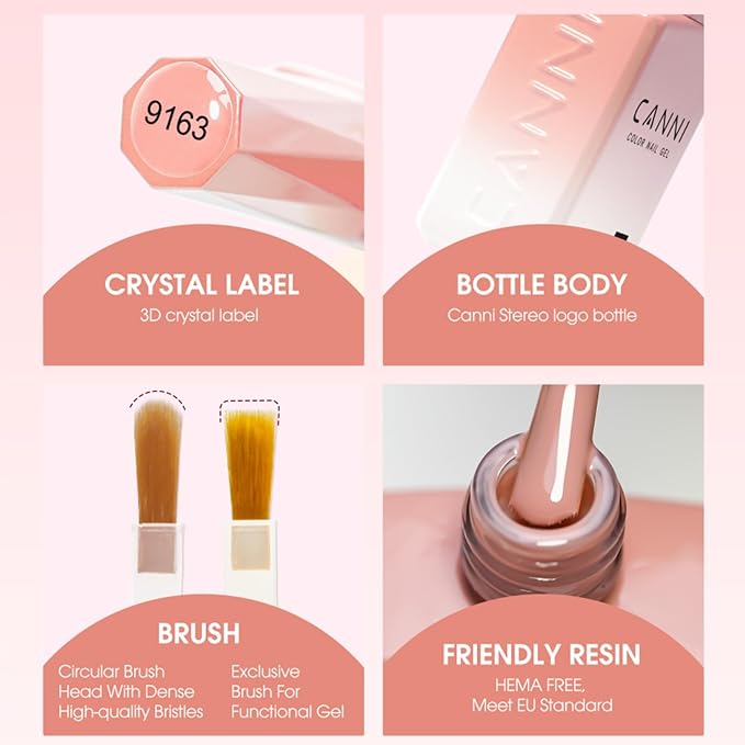 CANNI CC7 30 Pcs 9ML Hema-Free Jelly Gel Nail Polish Set with Base Top Coat- Jelly Nude Pink Translucent Gel Polish Colors Kit, Soak Off LED Nail Manicure Kit DIY at Home Salon Gifts
