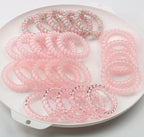 25pcs Spiral Hair Ties,Elastic Coil Hair Tie for Women Girls,No Crease No Damage Telephone Wire Cord Hair Ties for Thick Hair Thin Hair(Pink)