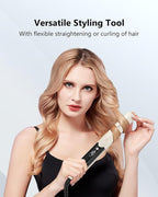 Hair Straightener 1 Inch Flat Iron and Curler 2 in 1 Titanium Ceramic Ionic Dual Voltage Straightener with Heat-Resistant Silicone, for Less Frizz, Shinier & Smoother