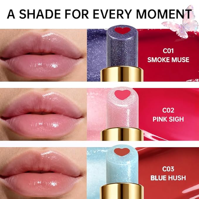 Tinted Lip Balm with Colorful Serum Core, CATKIN Cute 2-in-1 Pink Lip Balm Gloss, Moisturizing with Jojoba Oil Hyaluronic acid, Citrus Tea Flavor, Trendy Lip Care for Women & Girls - C02 Pink