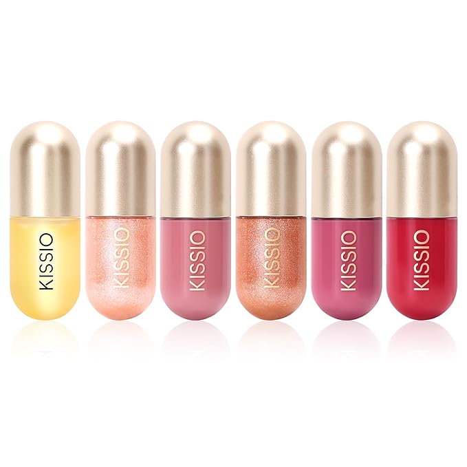 KISSIO Lip Plumper,Color Lip Plumper Gloss,Shimmer,Plant Extracts Plumping Lips Serum,Moisturizing Gloss for Fuller Lips and Hydrated,5.5ml,01 Lemonade
