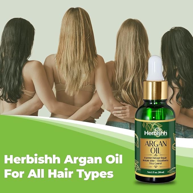 Herbishh Argan Oil Deep Condition Treatment for Hair Frizz Control & Damage Repair 30ml