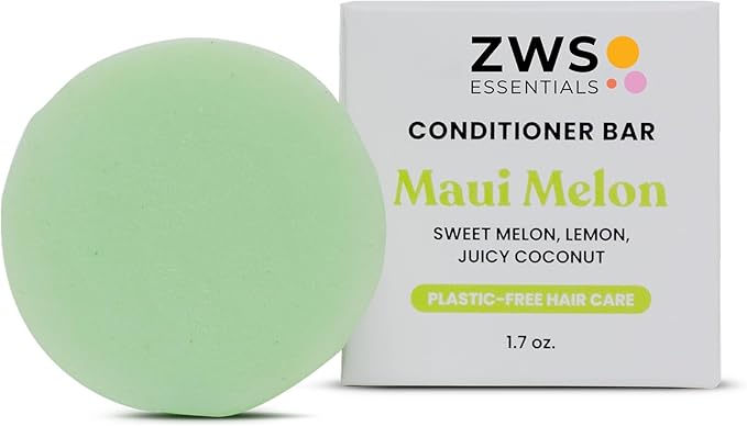 Maui Melon Conditioner Bar, Vegan Solid Hair Conditioner for Curly & Textured Hair, with Melon, Lemon, Coconut, Zero Waste, Travel-Friendly