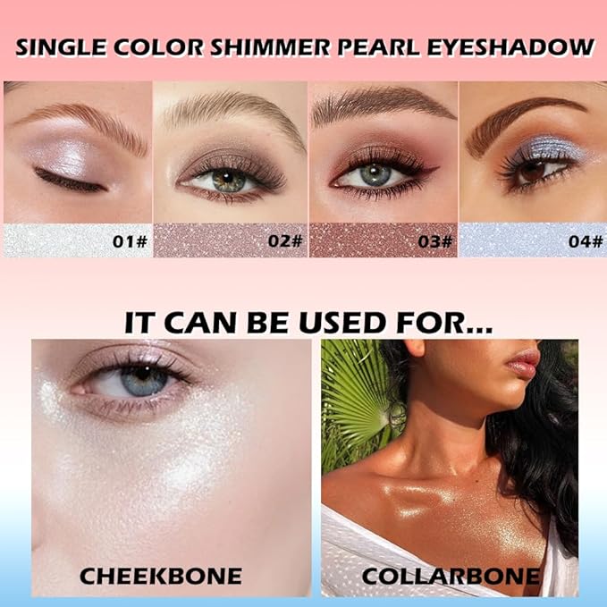 Light Blue Shimmer Single Eye Shadow Palette Makeup with Mirror,Neutral Powder Monochrome Eyeshadow for Older Women,Waterproof Long Lasting Naturing-Looking sombras para ojos