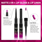 evpct 1Pcs Hot Pink Matte Lip Liner & Liquid Lipstick Stain Makeup Set for Women, Hot Pink Lip Liner Stain Long Lasting Waterproof Smudge Proof, Cruelty Free Lip Stick Makeup 24 hours originales, 59