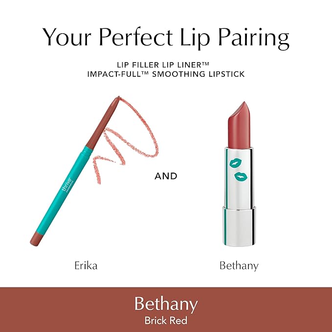 Thrive Causemetics Impact-FULL Smoothing Lipstick, Moisturizing Lip Makeup Essential with Vitamin E, Lightweight Creamy Lipstick for Women, Long Lasting, Vegan, Shade Bethany (Brick Red)