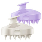 HEETA Hair Scalp Massager Shampoo Brush 2 Pack, Soft Silicone Bristles for Dandruff Removal, Waterproof for Wet & Dry Hair, Suitable for Men & Women (Light Beige & Purple)