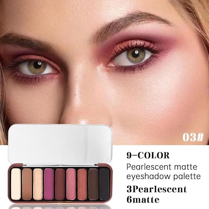 Rose Mauve Brown Eyeshadow Palette – 9 Matte & Shimmer Shades in Orchid Mauve, Berry Brown, Rose Pink & Copper – High Pigment, Blendable, Long-Lasting Natural to Glam Smokey Eye Looks