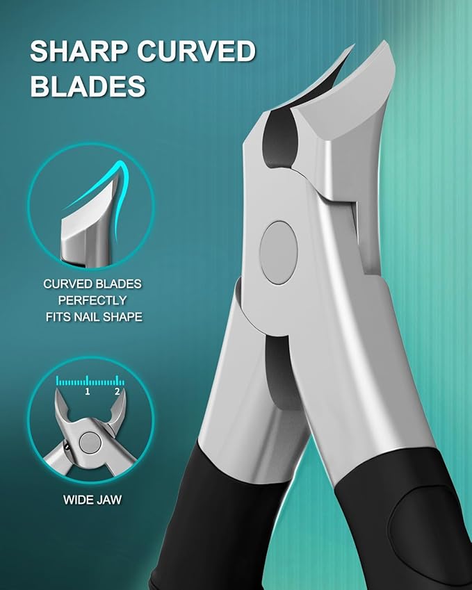 22MM Wide Jaw Toe Nail Clippers for Thick Nails,Podiatrist Ingrown Toenail Tool for Seniors,Professional Heavy Duty Nail Trimmer Cutter for Men,Ergonomic Antl-Slip Handle (Black)