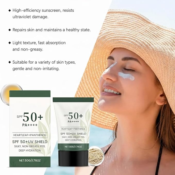 SPF 50 Sunscreen Moisturizer Face, Facial and Body Sunscreen, No White Cast, Non Greasy, Unscented, for Oily Dry Sensitive Skin, Sun Skin Care 1.76 Fl Oz / 50 g
