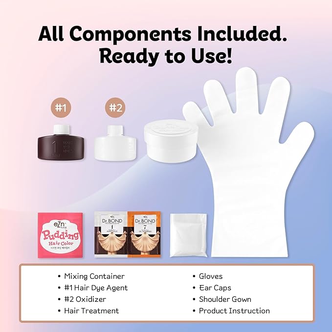 eZn Pudding Hair Dye, Ammonia-Free, Semi-Permanent DIY Korean Hair Dye Color with Keratin, Odorless Gentle for Sensitive Skin No Skin Irritation (Brussel Chocolat)