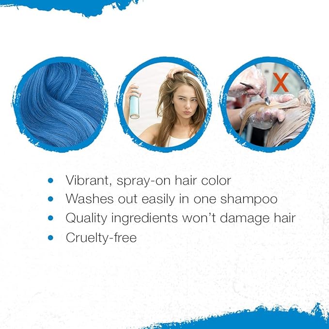 Punky Temporary Hair Color Spray – Bengal Blue, Instant Vivid Temporary Hair Dye for Women, Wash Out, Hair-Color Spray, 3.5 oz, 2 Pack