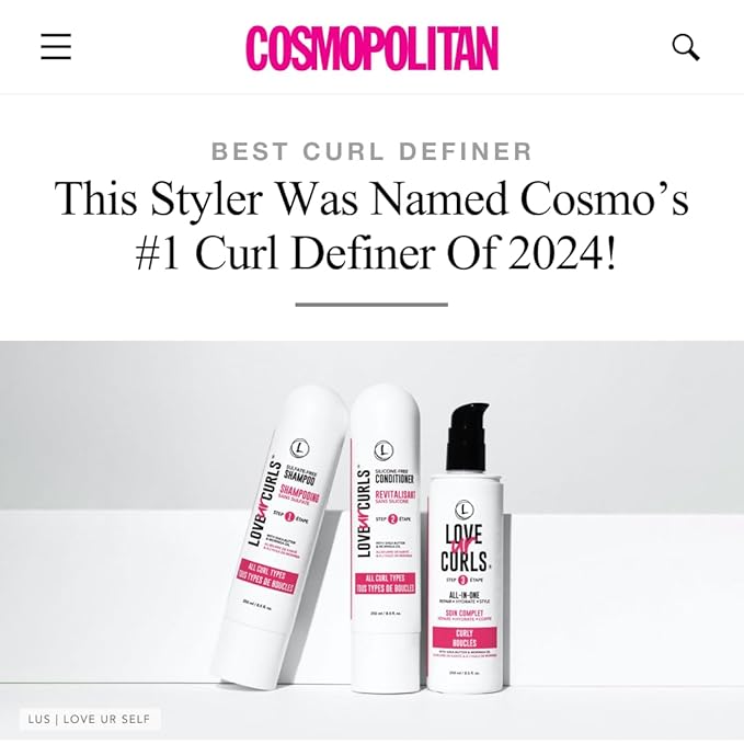 Love Ur Curls Fragrance Free Shampoo & Conditioner Set with All in One Curl Cream Styler for Kinky & Coily Hair, 3 Step System to Repair, 200 mL