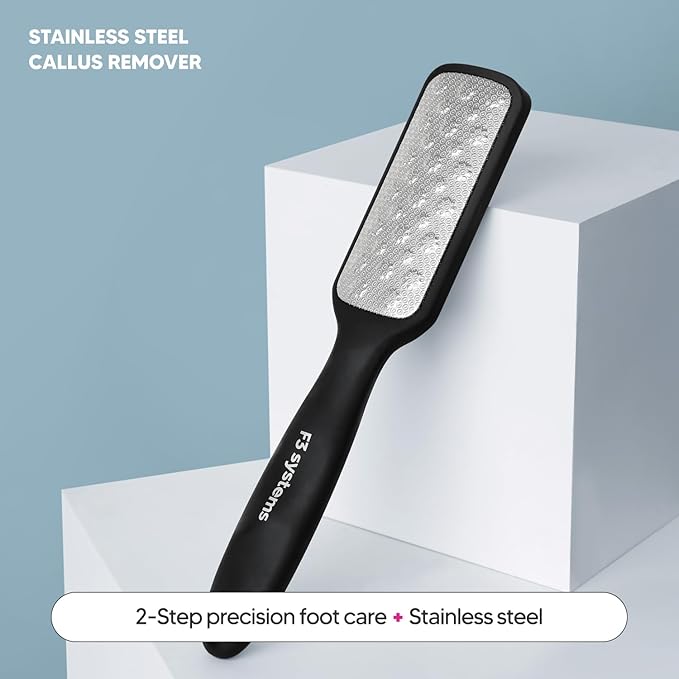 2Steps Stainless Steel Callus Remover, Effective for Thick Callus and Cracked Feet Pedicure Rasp, Remove Hard Skin, Grater Foot File, Foot Scrubber, Professional Foot Care