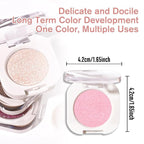 Pink Shimmer Single Eyeshadow, Lightweight Blendable Mini Eye Shadow for Older Women, Monochrome Eyeshadow Palette Makeup Pigmented Waterproof, Vegan & Cruelty-Free, 29