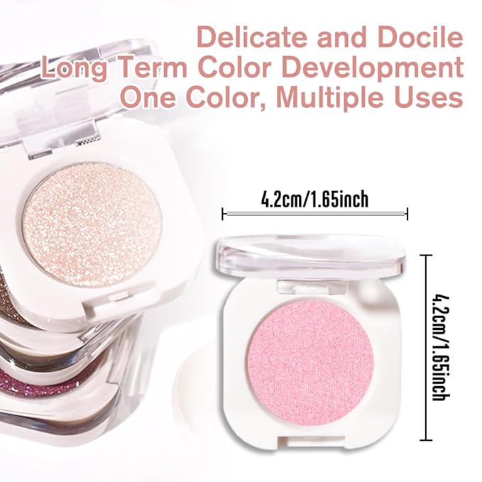 Pink Shimmer Single Eyeshadow, Lightweight Blendable Mini Eye Shadow for Older Women, Monochrome Eyeshadow Palette Makeup Pigmented Waterproof, Vegan & Cruelty-Free, 29