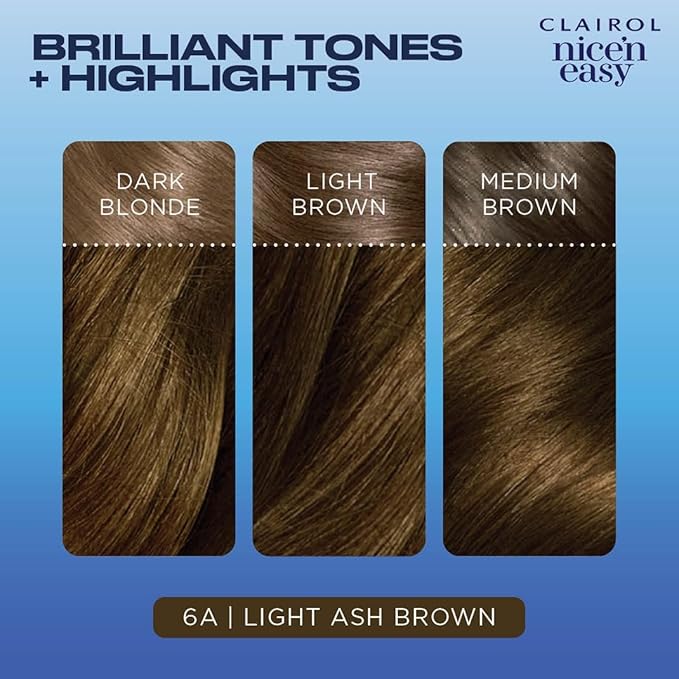 Clairol Nice'n Easy Permanent Hair Dye, 6A Light Ash Brown Hair Color, Pack of 1