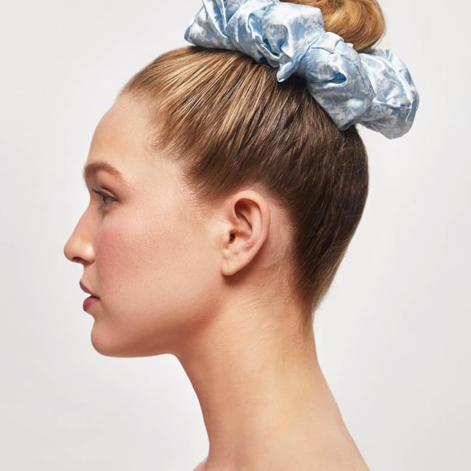 Bridgerton x Kitsch Satin Scrunchies for Women, No Snag, No Tugging, Soft & Comfortable Scrunchies for Girls, Perfect for Day or Night | Ideal Gifts for Women - Toile De Blue