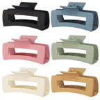 4 Inch Big Hair Claw Clips 6 Pcs Large Claw for Thick Hair Square Hair Clips for Women Rectangle Hair Clips Nonslip Acrylic Banana Jaw Clips Hair Accessories for Girls (Light)