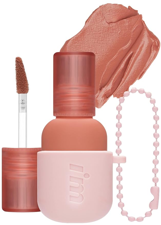 I'M MEME Color Key Ring Velvet Lip Tint - 01 Rosy Beige | Long Lasting Lip Stain, Matte Finish, Smooth Texture, Kbeauty, Cute Korean Makeup, Compact, Portable Keychain, Travel-Friendly, Gift, 2.8g