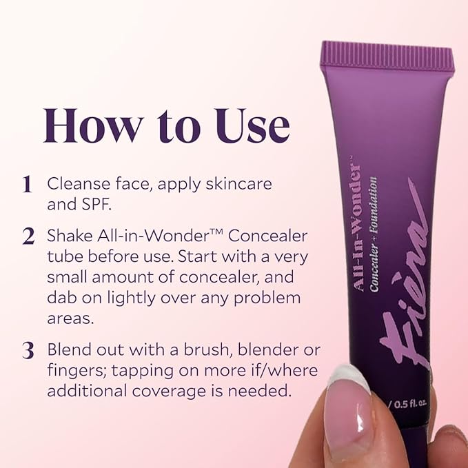 Fièra All-In-Wonder™ Concealer + Foundation – Full-Coverage, Crease-Proof, Hydrating Formula for Mature Skin, Blurs Fine Lines & Dark Circles, Radiant Second-Skin Finish – Medium, 0.5 FL. OZ. / 15 ML
