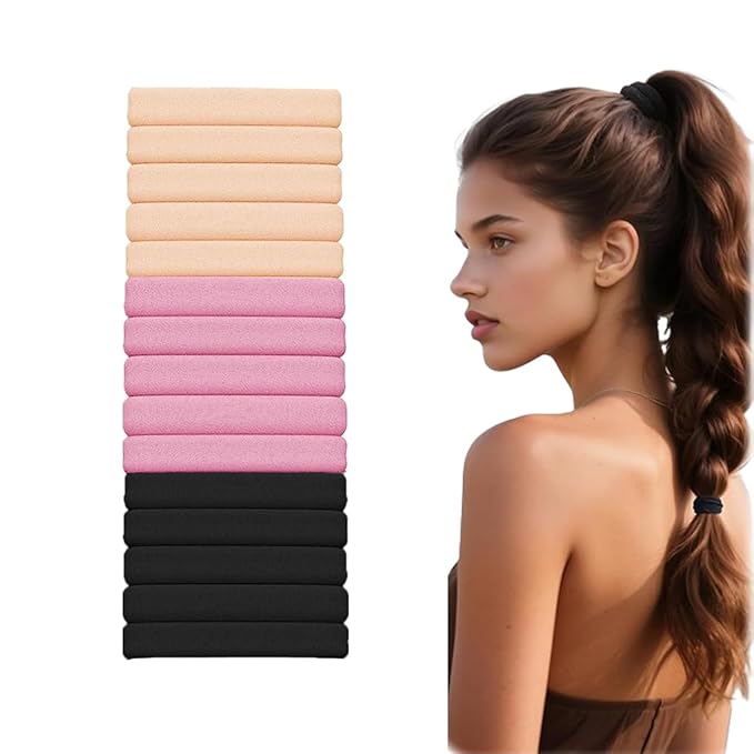 15pcs Hair Ties No Damage Strong Stretchable Hair Bands for Curly Heavy and Long Hair All-Day Hold Ponytail Holders SnagFree Rubber Bands Hair Accessories Ideal Gifts for Women Teens Girs