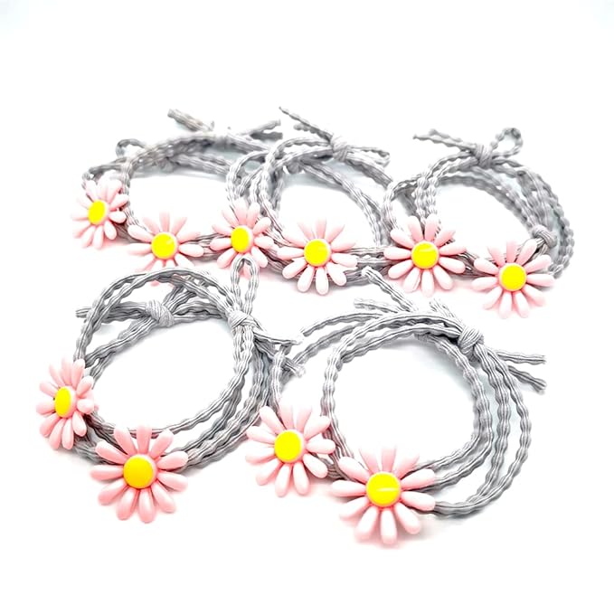 5pairs/Lot Sweet Hair Band Girl Hair Ties Hair Accessoires Small Sun Flower Design Rubber Band Perfect for Hair Style (Gray Tie)